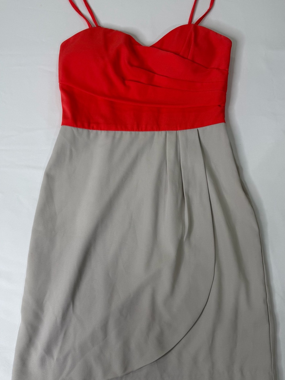 Minuet Petite and Light Gray Strapless Colorblock Dress
